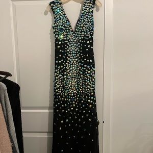 Black iridescent gem Prom dress